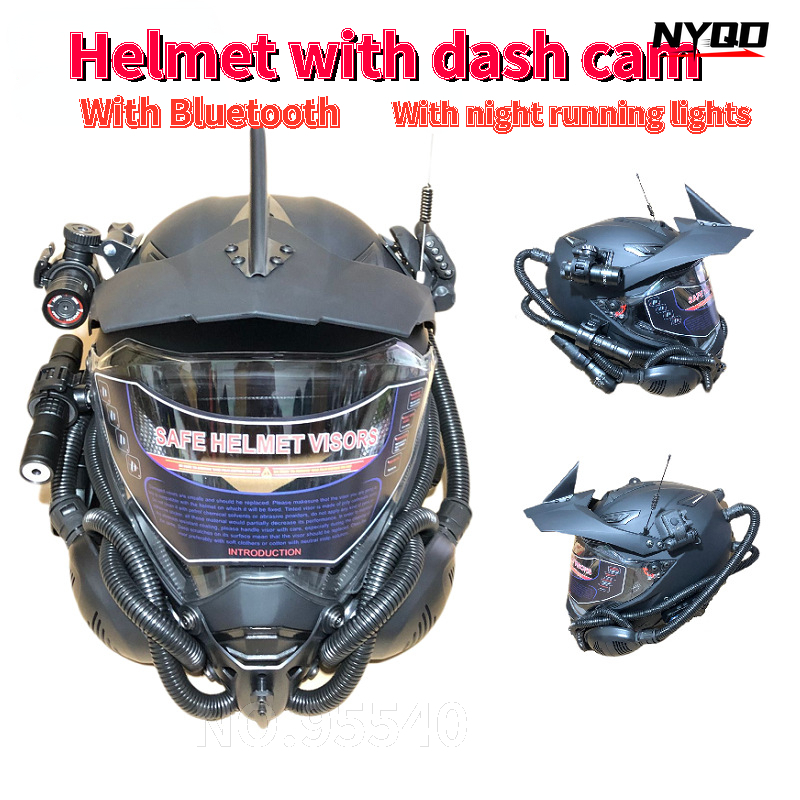Full Face Motorcycle Helmet With Bluetooth - خوذة دراجة نارية للسباق ، خوذة