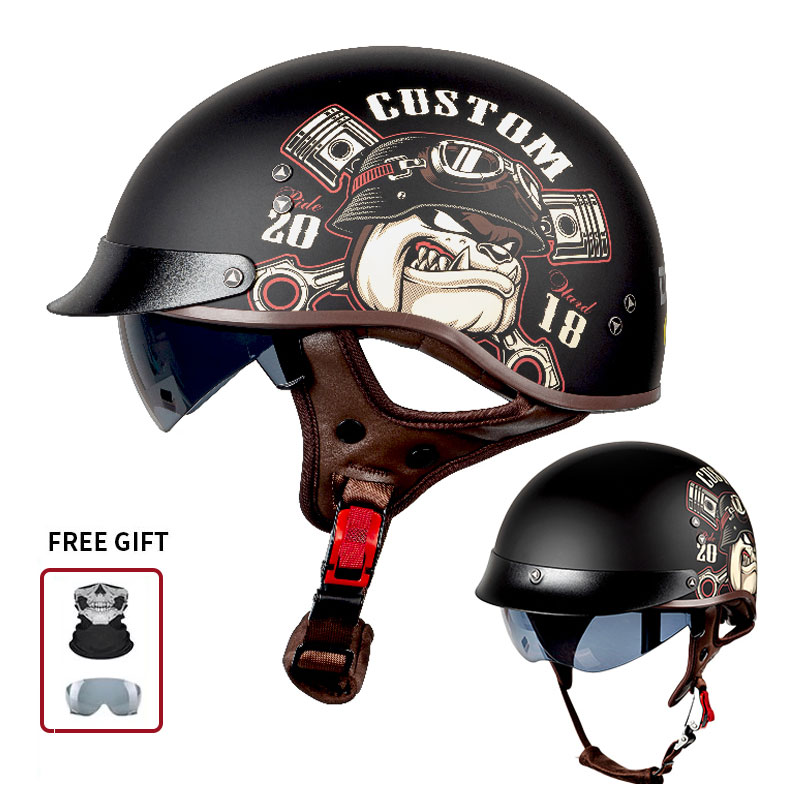 Vintage Open Face Retro Helmet - خوذة دراجة نارية كلاسيكية نصف مفتوحة