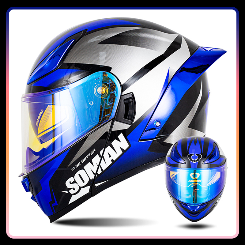 خوذة دراجة نارية كاملة الوجه م - مراجعة Modular Flip Up Motorcycle Helmet Dot Approved وسعره