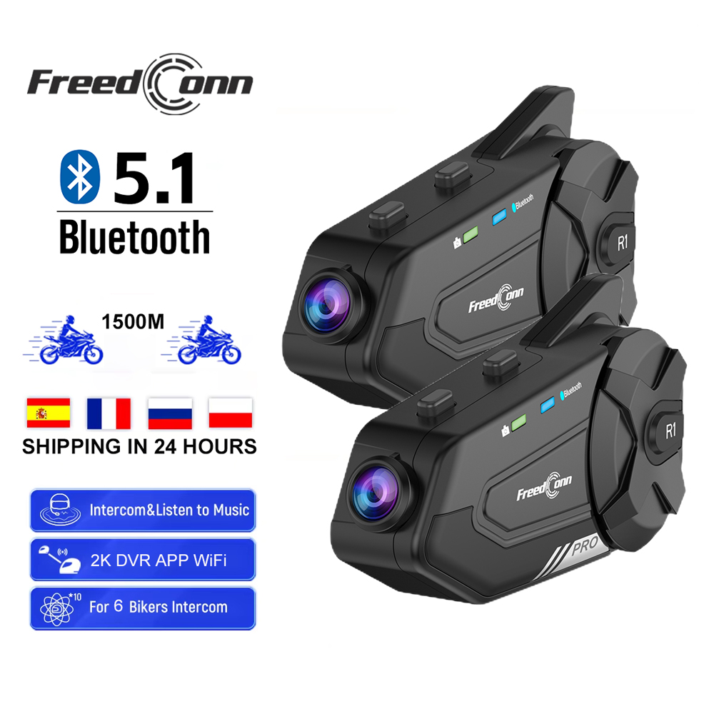 Freedconn دراجة نارية الاتصال  - مراجعة Universal Motorcycle Helmet Intercom Headset وسعره