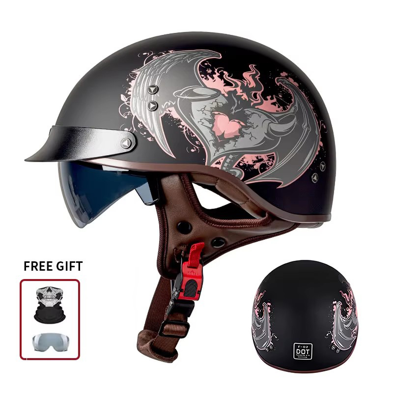 خوذة دراجة نارية كلاسيكية نصف  - مراجعة Vintage Open Face Retro Helmet وسعره