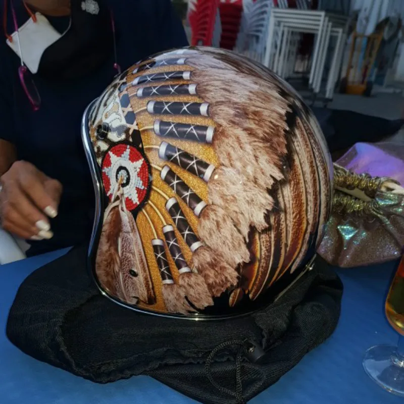خوذة دراجة نارية سوداء عتيقة م - مراجعة Vintage Open Face Retro Helmet وسعره