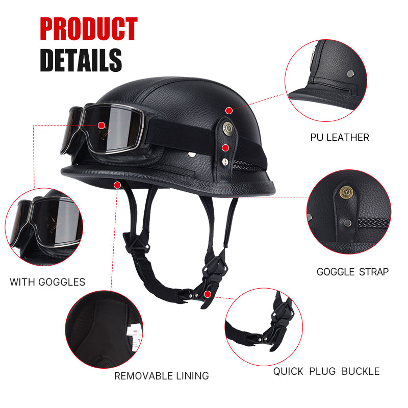 خوذة ألمانية نصف عتيقة كلاسيكي - مراجعة Vintage Open Face Retro Helmet وسعره