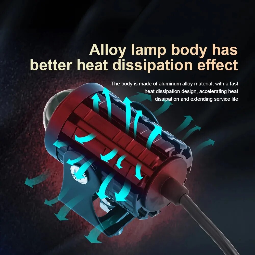 مصباح أمامي LED عالمي للدراجات - مراجعة Universal Motorcycle Led Headlight Projector وسعره